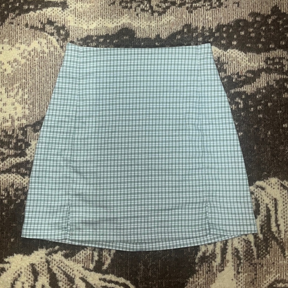 Sage green gingham mini skirt
